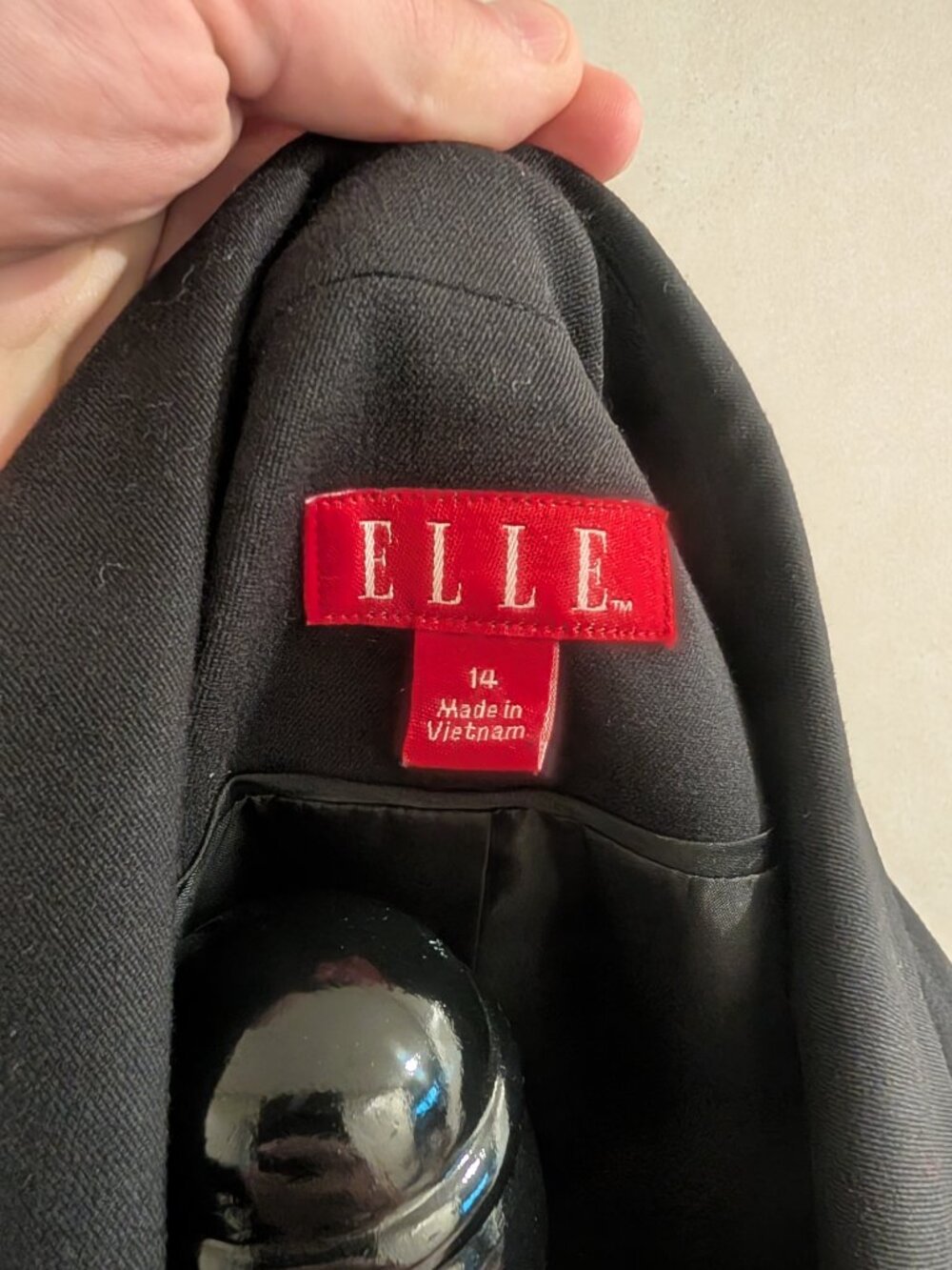 ELLE Black One Button Career Blazer Jacket Women's 14 Tailored Stretch - Picture 6 of 9